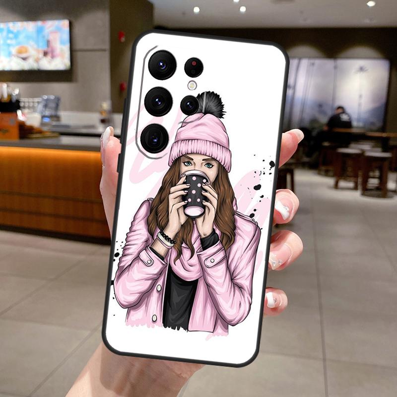 Prinzessin Weibliche Chefin Kaffee Handyhülle Für Samsung Galaxy S25 Ultra S24 S22 S21 S23 FE S9 S10 S20 Plus S24 FE Weiche Hülle