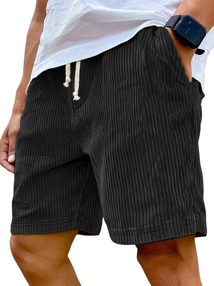 2025 Men's Retro Embroidered Logo Corduroy Drawstring Shorts