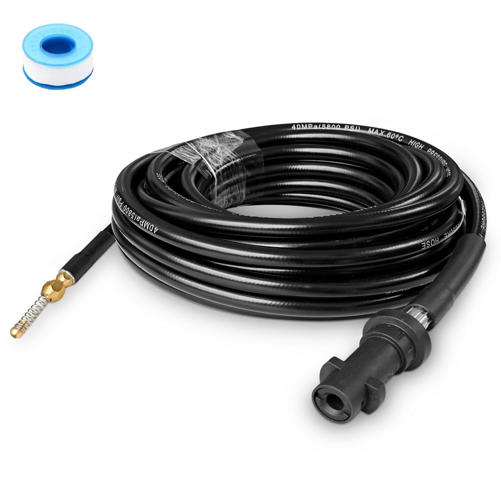 

NAMOTEK Pipe Cleaning Hose, 25m, Compatible with Karcher, Spring-Type Reverse Spray Nozzle for Pipe Cleaning, K2, K3, K4, K5, K6, and K7