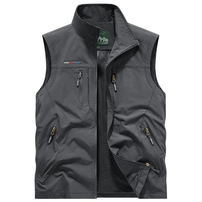 Summer Men Many Pocket Thin Tool Outdoor Casual Vest Men Camping Fishing Breathable Loose Sleeveless Vest Male Waistcoat