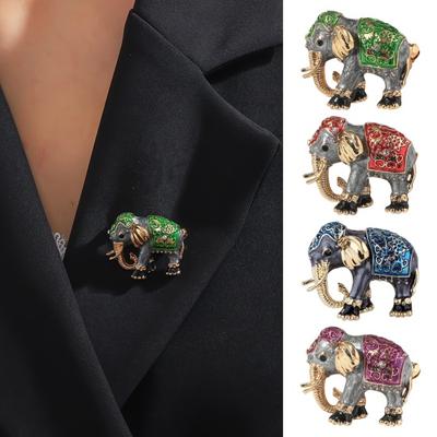 Spilla unisex con strass, smalto a goccia d'olio, a forma di elefante, antiscivolo, per abito, cappotto, colletto, cappello, sciarpa, decorazione
