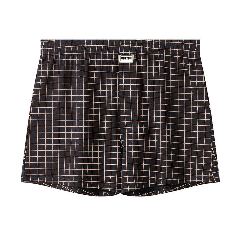 Huajielong Men's Plaid Cotton Boxer Briefs - Loose, Thin & Breathable