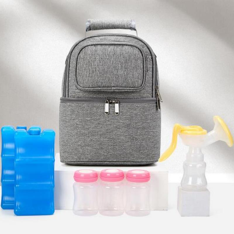 Mommy Bag Milk Storage Breast Pump Maternity Cooler Double Layer Insulation  Fresh Keeping Baby Food Backpack Feeding Bottle