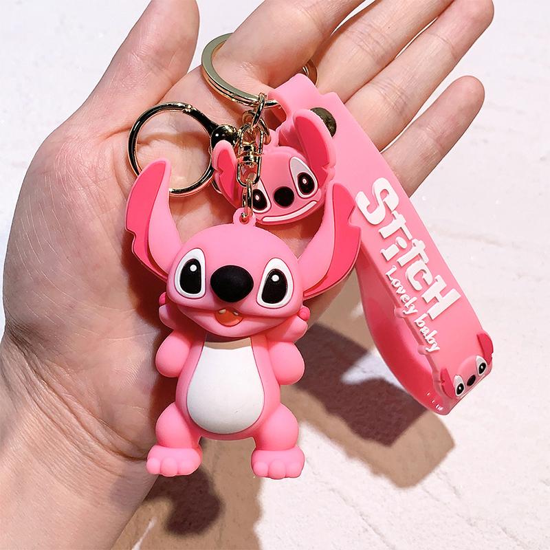Anime Lilo & Stitch Keychians Cute Stitch Angel Pendant Keychain Cartoon Car Keyring Ornament Toy Gifts For Unisex