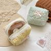 1pc New Checkered Quilted Makeup Bag Small Portable Cosmetic Bag with Lace Heart Bow Makeup Pouch Gift