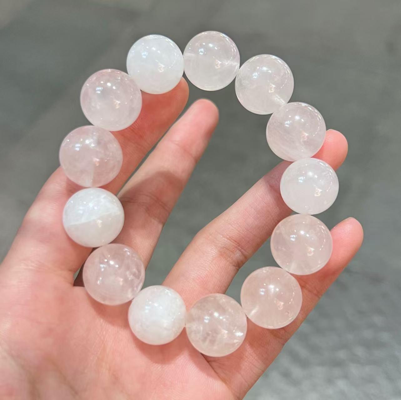 Zhu Zhu Natural Pink Crystal Snowflake 16mm Luxury Bracelet