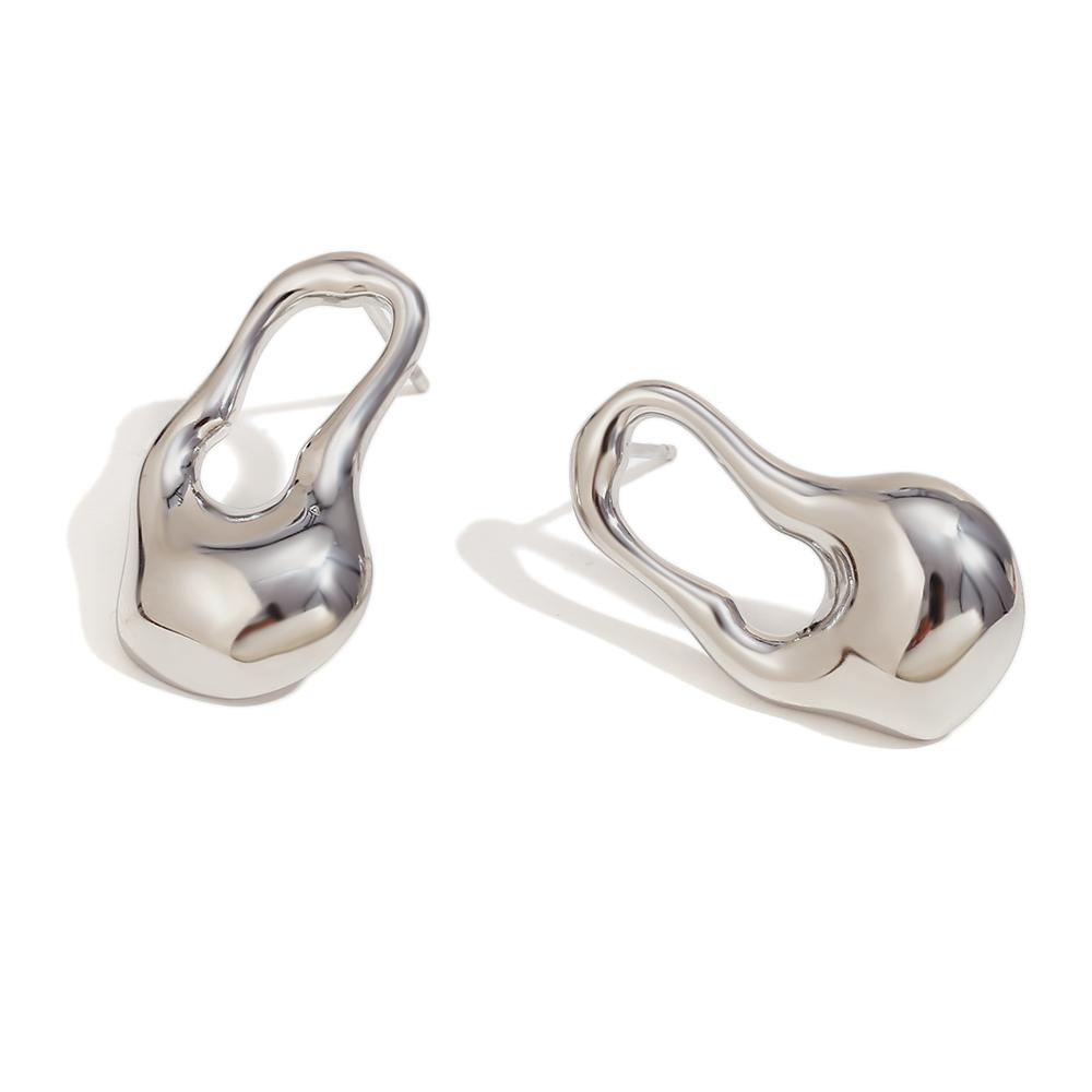 

MamacitaSlay Newly design Irregular Pin gold plated earrings for women stainless steel jewelry Waterproof titanium earrings серебряный