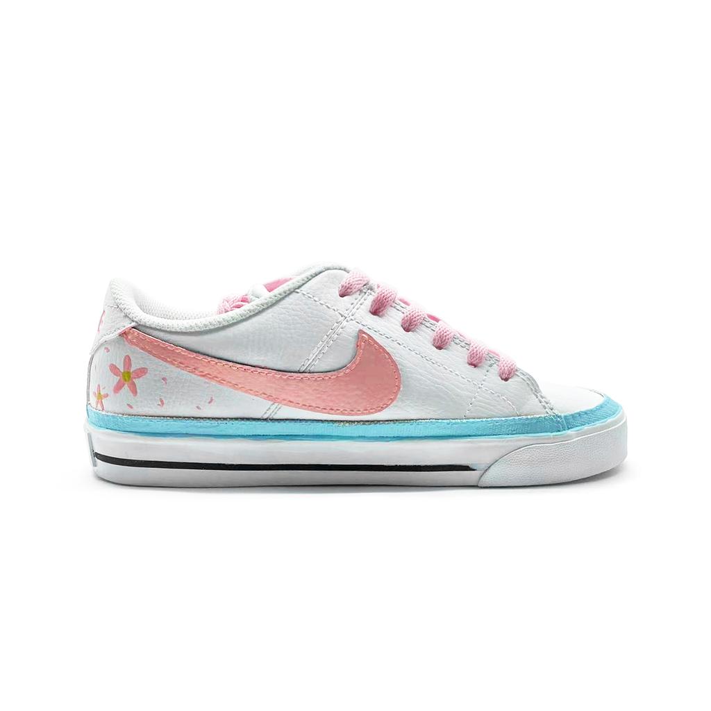 Nike Court Legacy Seven Colors Rainbow Abrasion Resistant Low top Skateboard Shoes Unisex White Blue Green DH3161-100(team912-)
