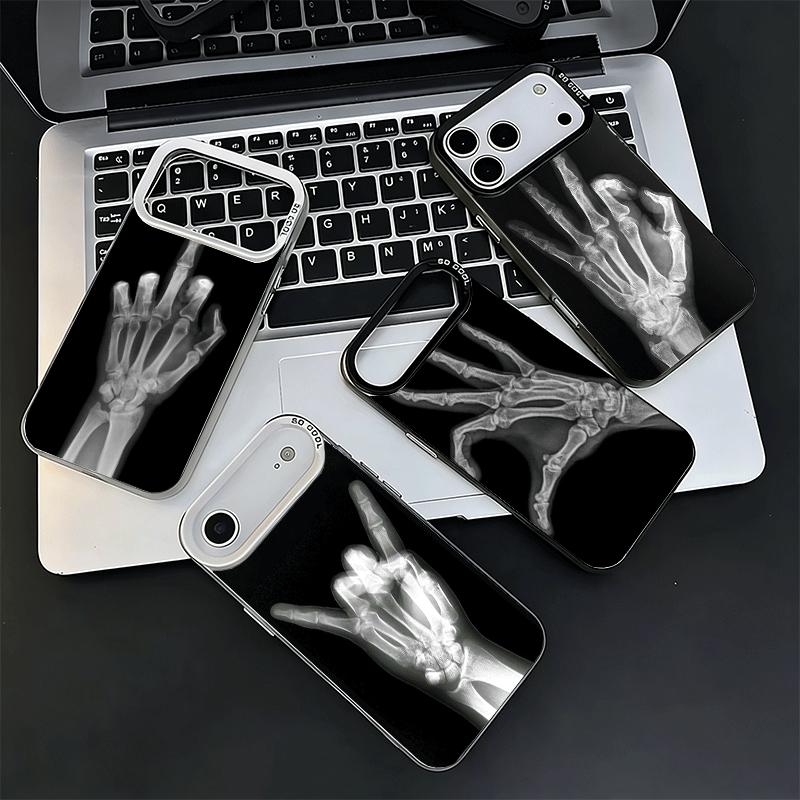 Funny X-Ray Hand Bones Shockproof Phone Case for iPhone 17 Air 16 16E 15 Pro Max 14 Plus 13 Mini 12 Back Cover Anti Fall Fundas