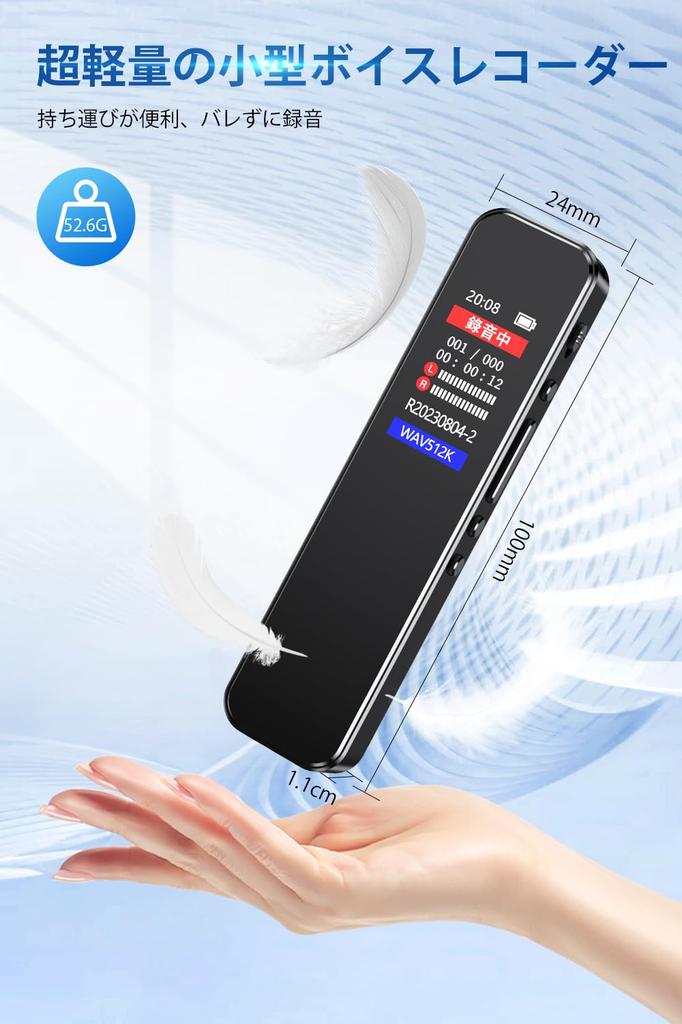 Compact Voice Recorder with LCD Screen and Japanese Instructions