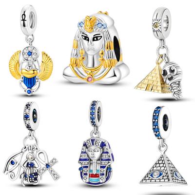 Ancient Egyptian Culture Pharaoh Pyramid Scarab Beads Fit Bracelet Copper Original Design Charm Jewelry Making