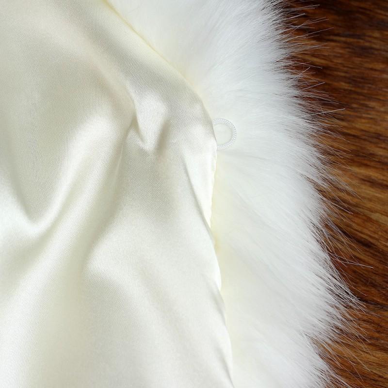 Womens Mid-Length Faux Fur Coat Fox Collar Slim Fit Padded Winter Jacket