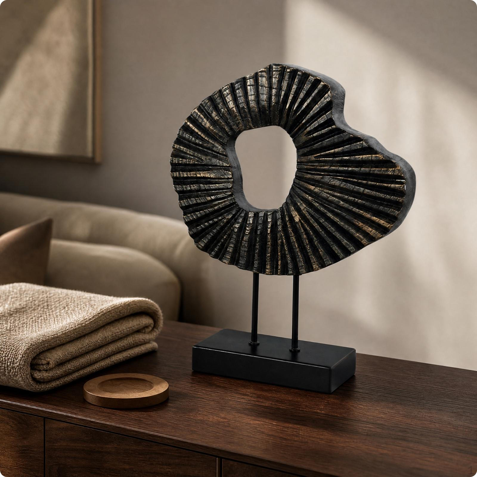 Modern Tabletop Sculpture | Textured Radial