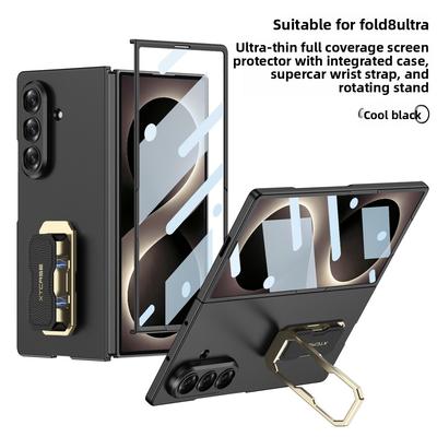 Full-coverage Phone Case for Samsung Galaxy Z Fold 7 Screen Protector Wristband Rotating Bracket Stand Back Z Fold8 Ultra Cover