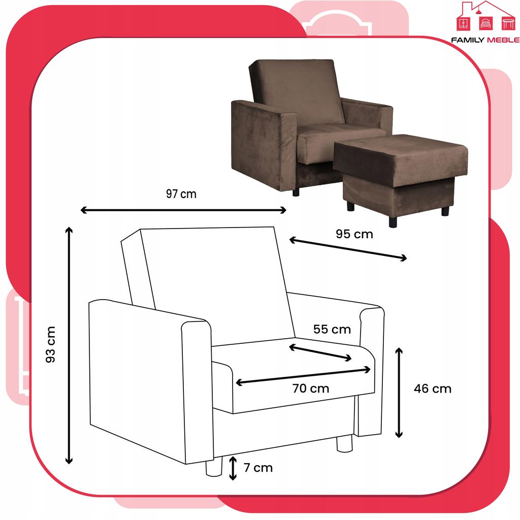 Alicja Reclining Armchair with Sleeping Footrest and Storage Family Meble