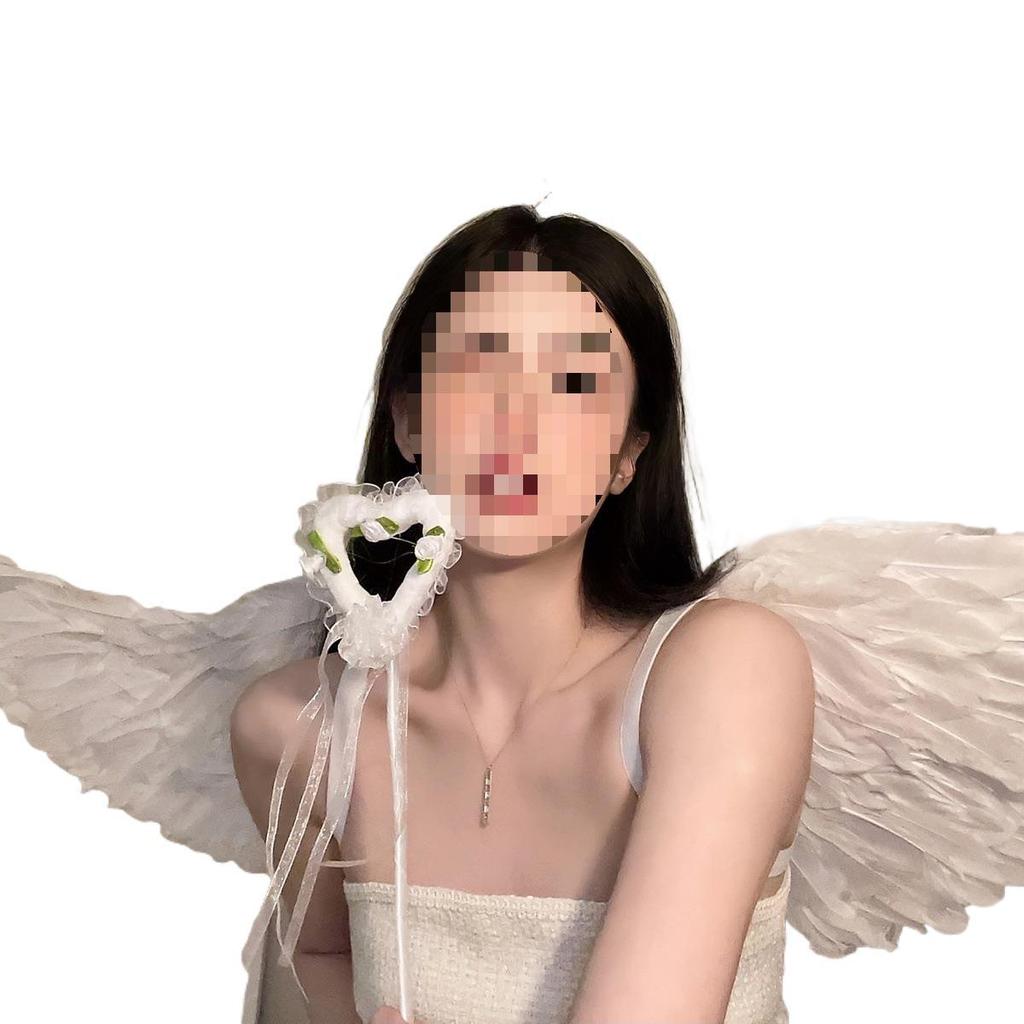 Engel Fee Flügel Cosplay: Weißes Federkostüm-Set für Damen - Perfekt für Halloween- und Weihnachtsdekoration.