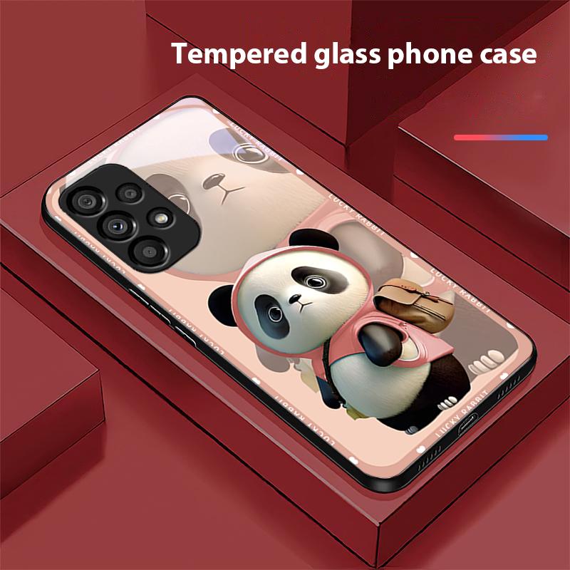 Rucksack Bär Schwarz Für Samsung Galaxy S 8 9 10 20 Plus 21 FE 22 23 24 Ultra S7 Edge Schwarz Gehärtetes Glas Handyhülle Hartschale