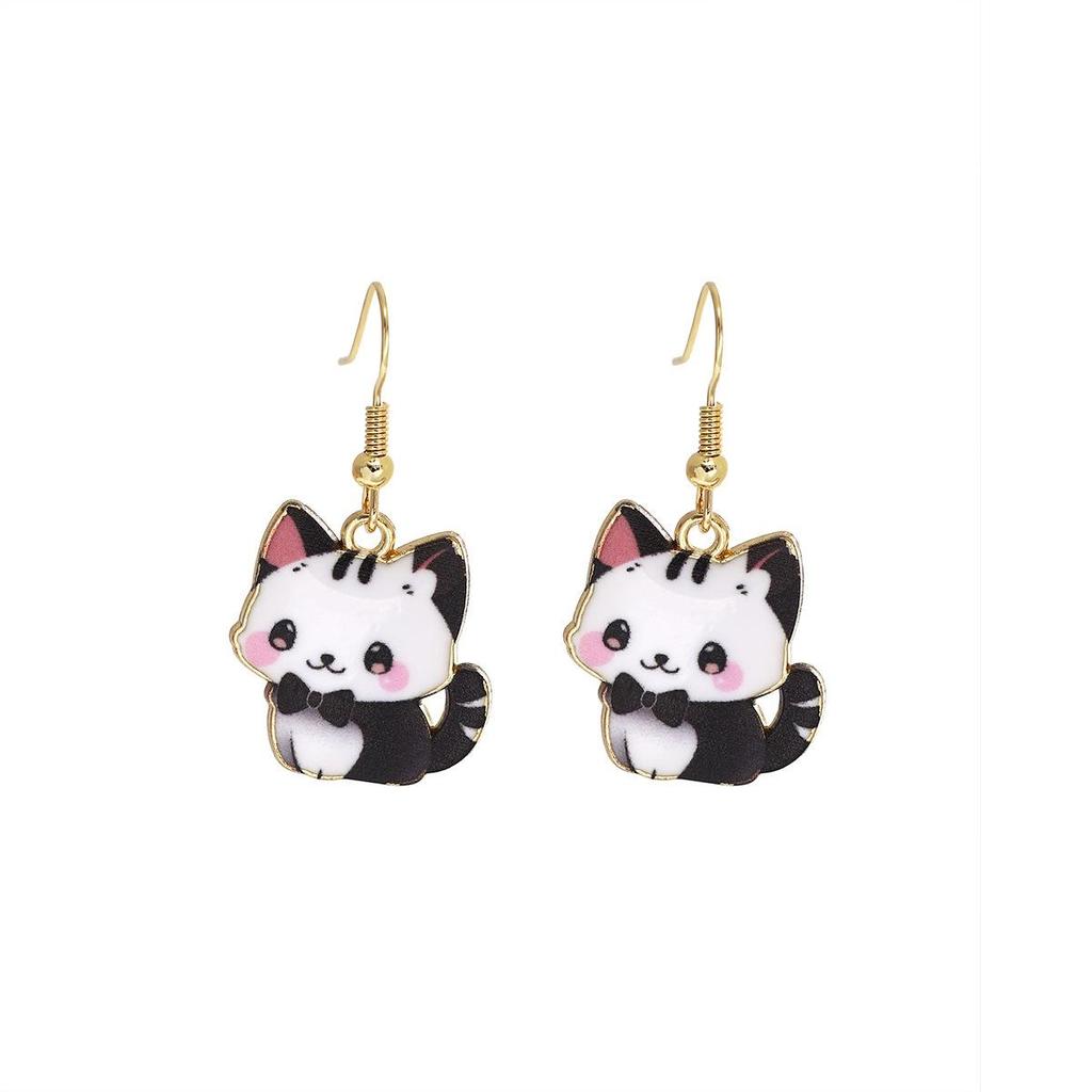 Cute Cartoon Kitten Earrings - Fun, Creative, and Fashionable Animal Drops In Japanese and Korean Styles for European and American Tastes.