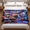 Music General Theme Soft Blanket Personalized Custom Name Text Print Warm Blanket Home Sofa Bedroom Decor