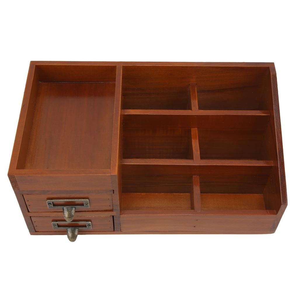 Wooden Makeup Organizer Antique Retro Multi Layer Wooden Storage Cabinet Desk Cosmetic Drawer