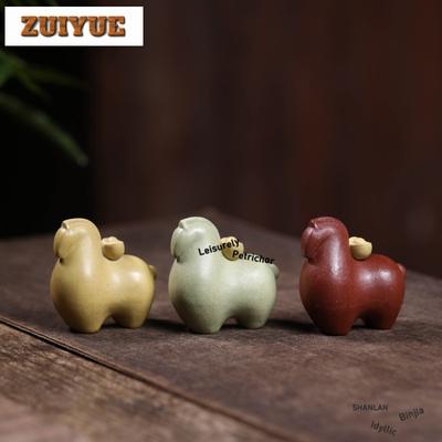 Yixing Fialový Jíl Šťastný Kůň Čajové Zvířátko Starožitné Vynikající Miniatury Čajová Figurka Hračky na Hraní Čajová Socha Ozdoby Sběratelství