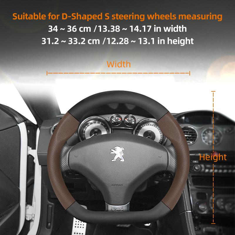 For Peugeot Carbon Fiber Texture Perforated Leather Steering Wheel Cover 508 3008 207 2008 307 Sw 308 206 208 5008 301 Expert