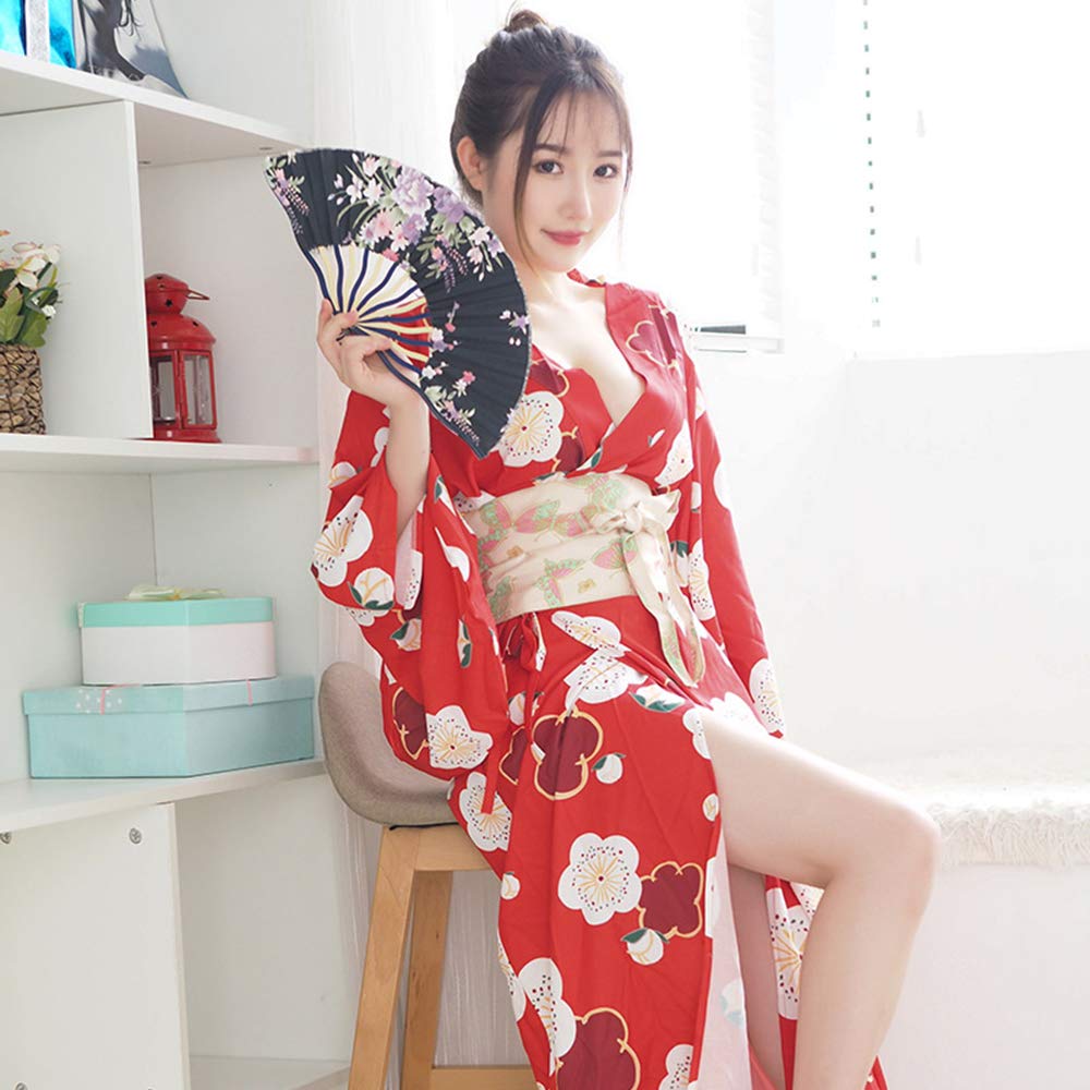 SHLYMP Japanisch Extrem Baby Offen Yamato Japanisch Japanisch Attraktiv Einheitsgröße Kirsche Yukata, Kimono, Cosplay, Sexy, Erotisch, Erotisch,
