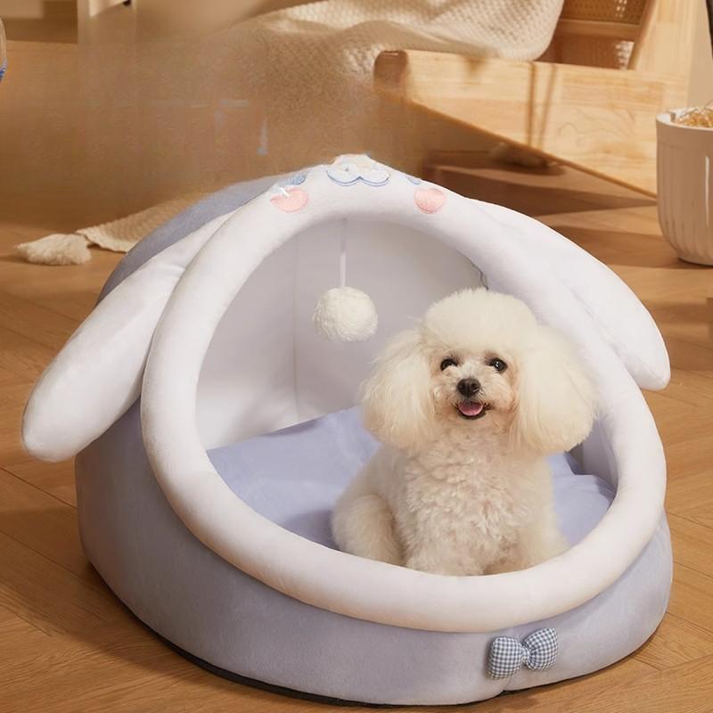 Doghouse with Roof In Winter Warm Pet Dog Kennel Small Dog Teddy Semi-enclosed Dog House Villa Dog Kennel Lazy Sofa