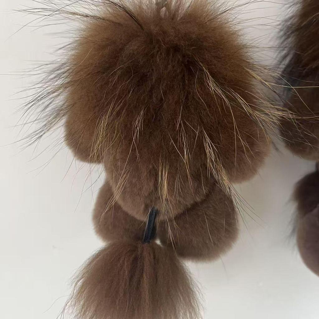 Genuine Raccoon & Rex Rabbit Fur Little Lion Bag Charm - Cute Plush Doll Women's Trendy Accessory