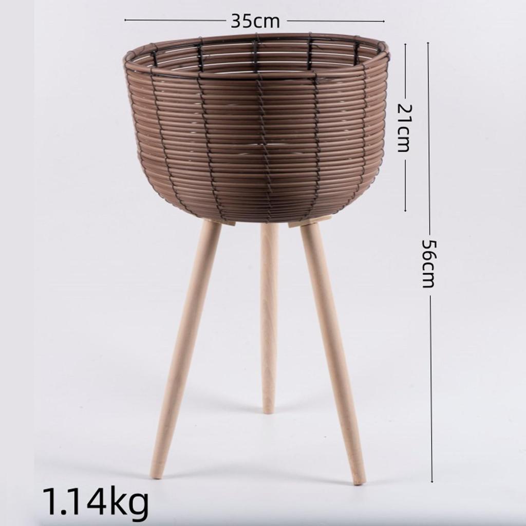 Modern Plant Stand with Wooden Legs Flower Pot Holder for Home Decor