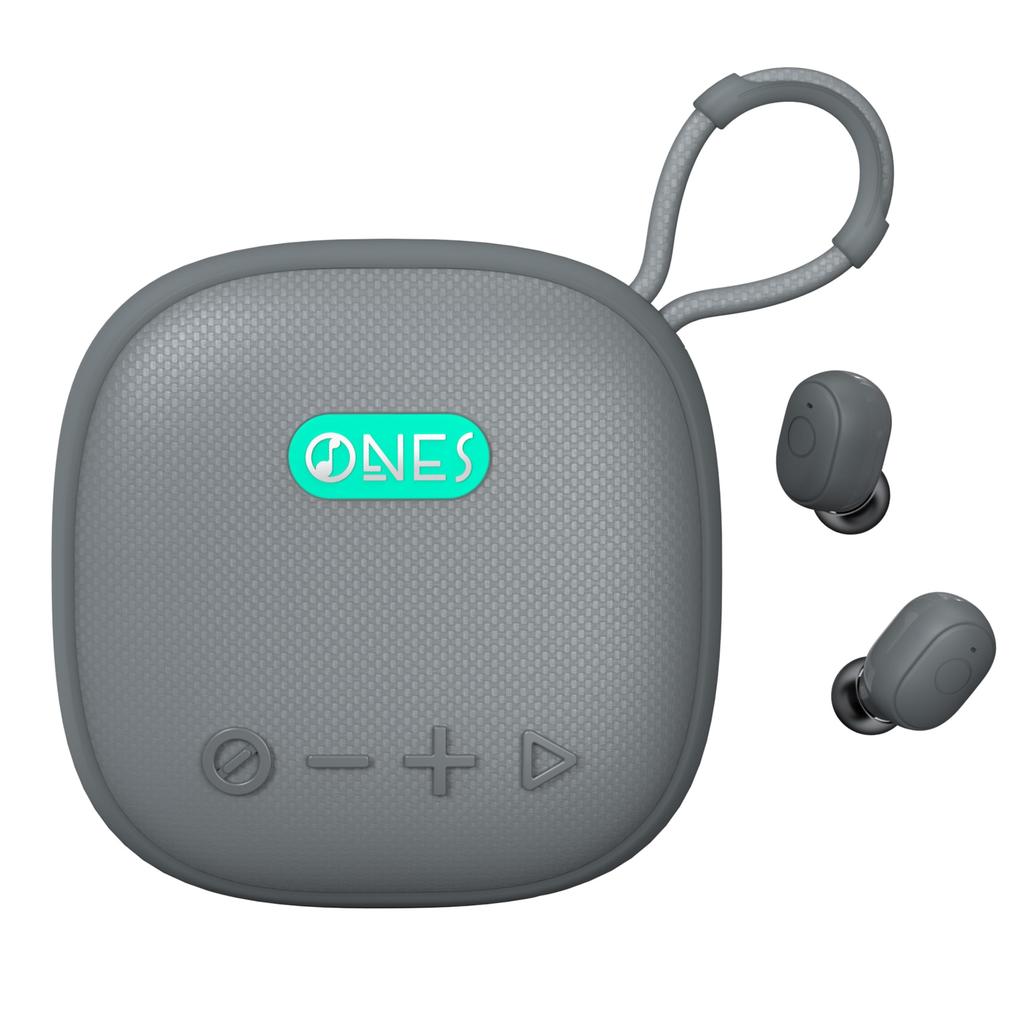 ONES MusPlay Portable Speaker with Wireless Smart 5W Loud Volume Earphone Memory Lightweight and Compact Earphones, 2-in-1 Bluetooth, Hi-Res Sound,