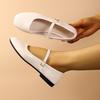 Shallow Single Shoes Women's Spring and Summer Retro Buckle Low Heels Literary Square Head Soft Leather Mary Jane Shoes