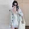 Women's Large Lapel Short Cardigan Jacket - 2026 Autumn/Winter Knit Drawstring Long-Sleeve Button-Up Sweater