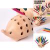 Wooden Hedgehog Stationery Organizer With 24 Pencils For Student Desk And Creative Decor