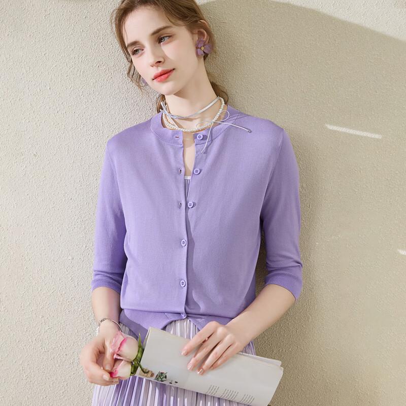 TUHUANG Damen Eleganter Gerippter Strick-Cardigan mit 3/4-Ärmeln