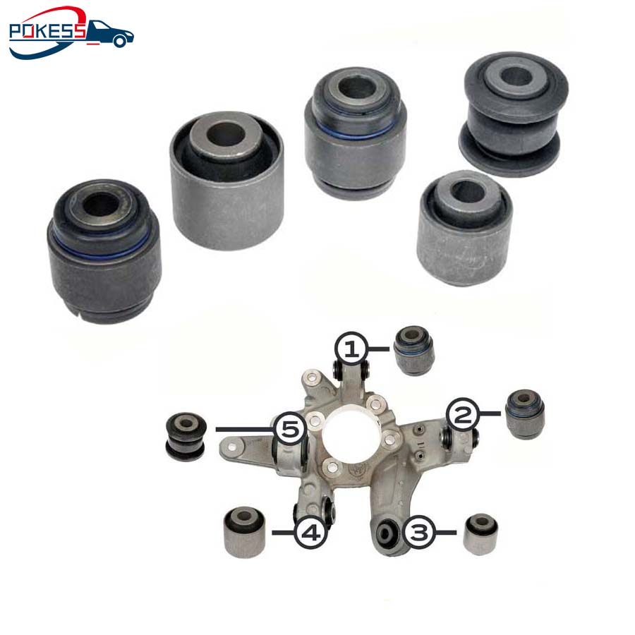 POKESS 5pcs/Set Suspension Control Arm Bushing Rear Lower Inner For Ford Explorer 2013- K201541 8A8Z5A638B DB5Z5B758A