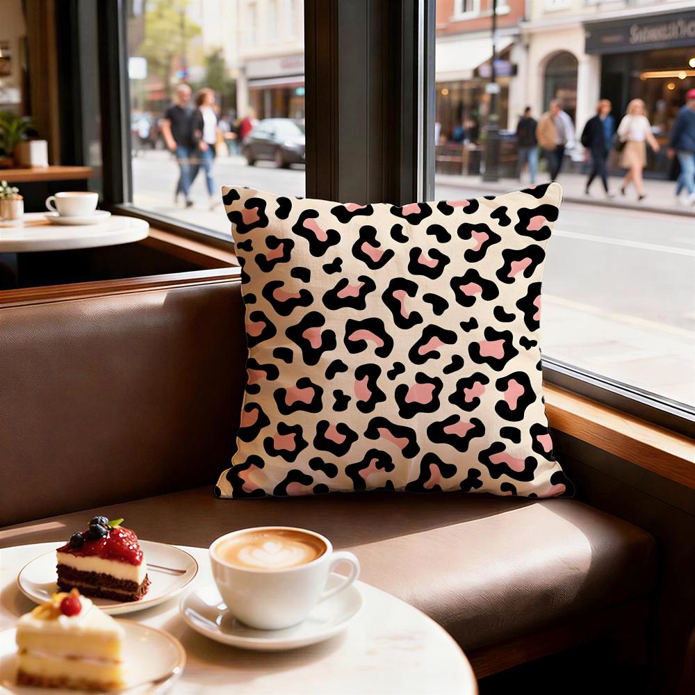 Leopard print pattern Cushion Cover Set of Short Plush Pillow Covers for Sofa Soft Cushion Case