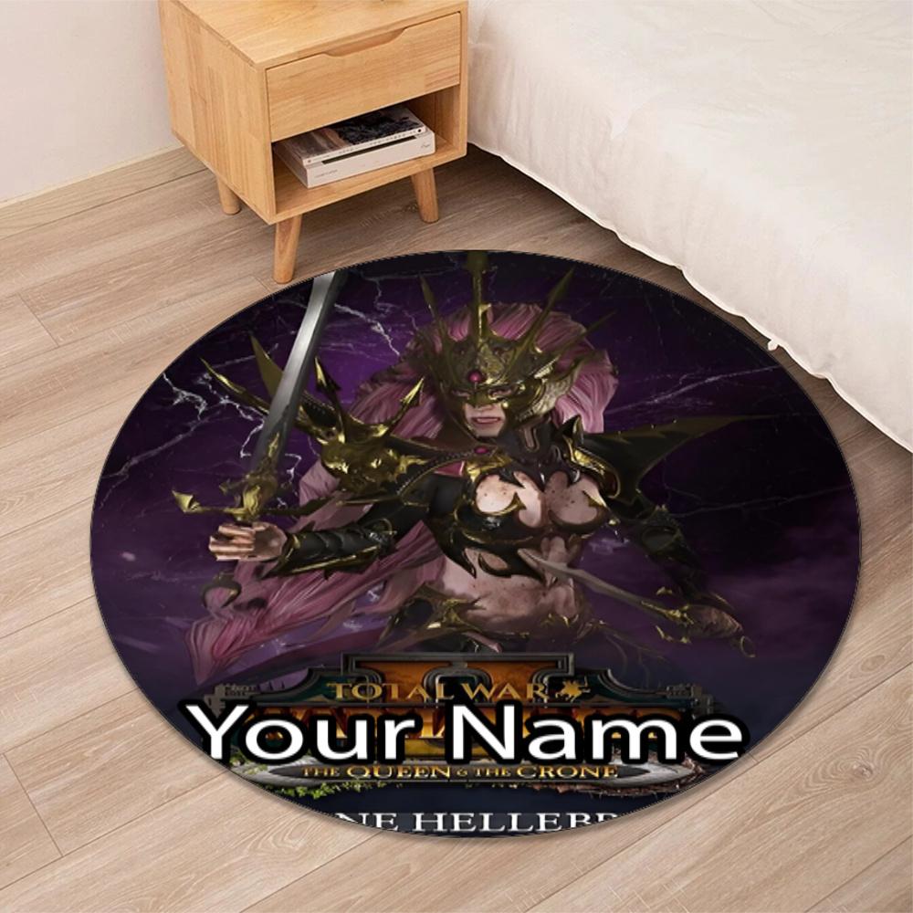 Custom Name Total War Warhammer Printed Round Rug Carpet Chair Rug Area Rug Entryway Doormats,for Office Chair Living Room Bedroom Kitchen Room.
