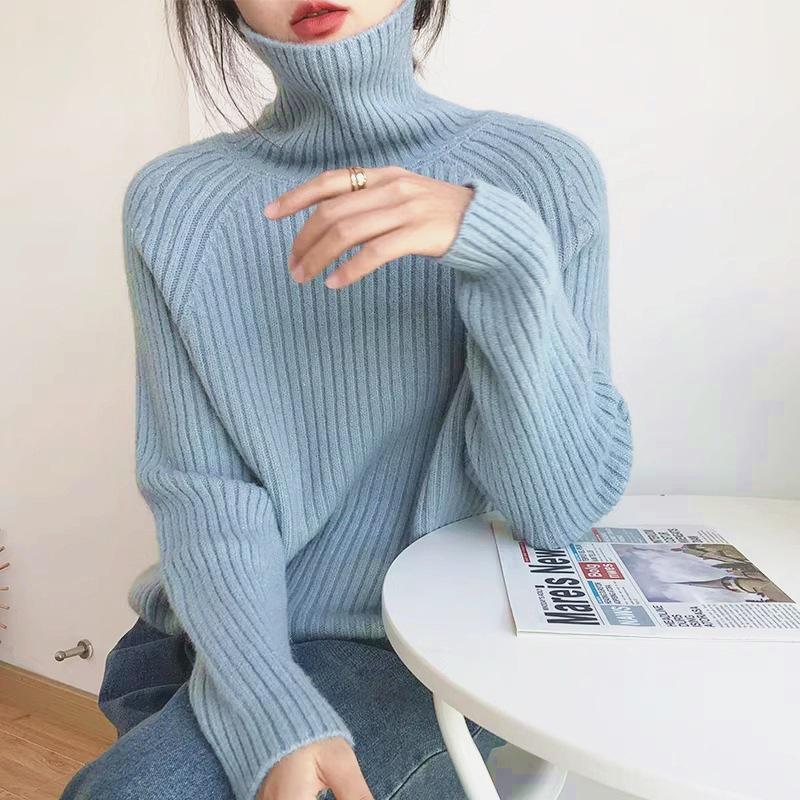 2024 New Women's Shiny Soft Turtleneck Sweater - Thick, Lazy Style, Loose Knitted for Autumn and Winter