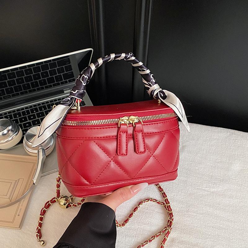 Red Clutch Bag For Women Trend Mini Box Crossbody Phone Bag Fashion Lipstick Pack Chain Shoulder Bag Lady Handbag Zipper Wallet