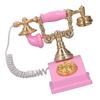 Dollhouse Mini Phone Model Retro Simulation European Vintage Phone Model Decoration for 1:12 Dollhouse Pink