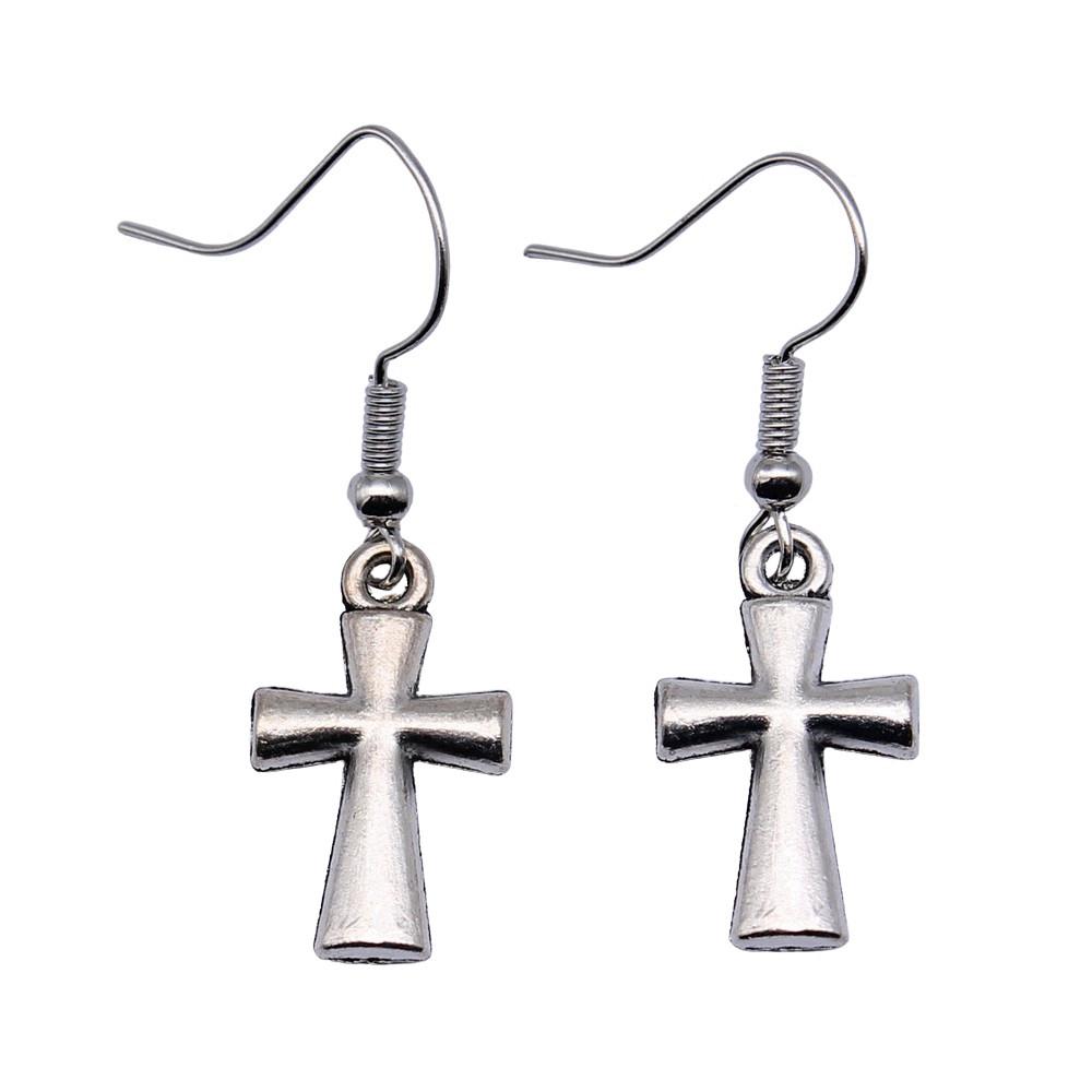 Cross Dangle Earrings Minimalist Gothic Christian Symbol Drop Earrings Girl Jewelry
