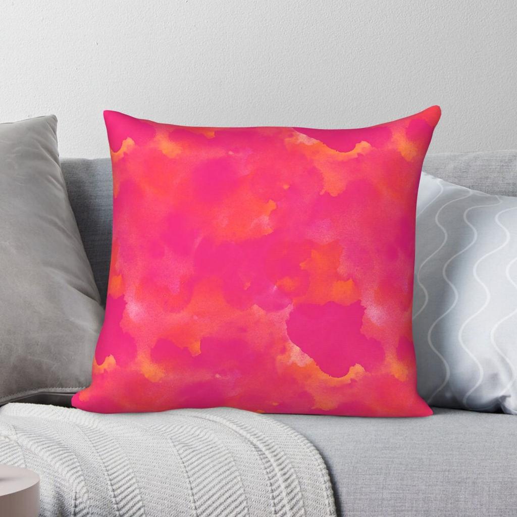 Preppy Pink And Orange Pillowcase Polyester Linen Velvet Creative Zip Decor Sofa Seater Cushion Cover