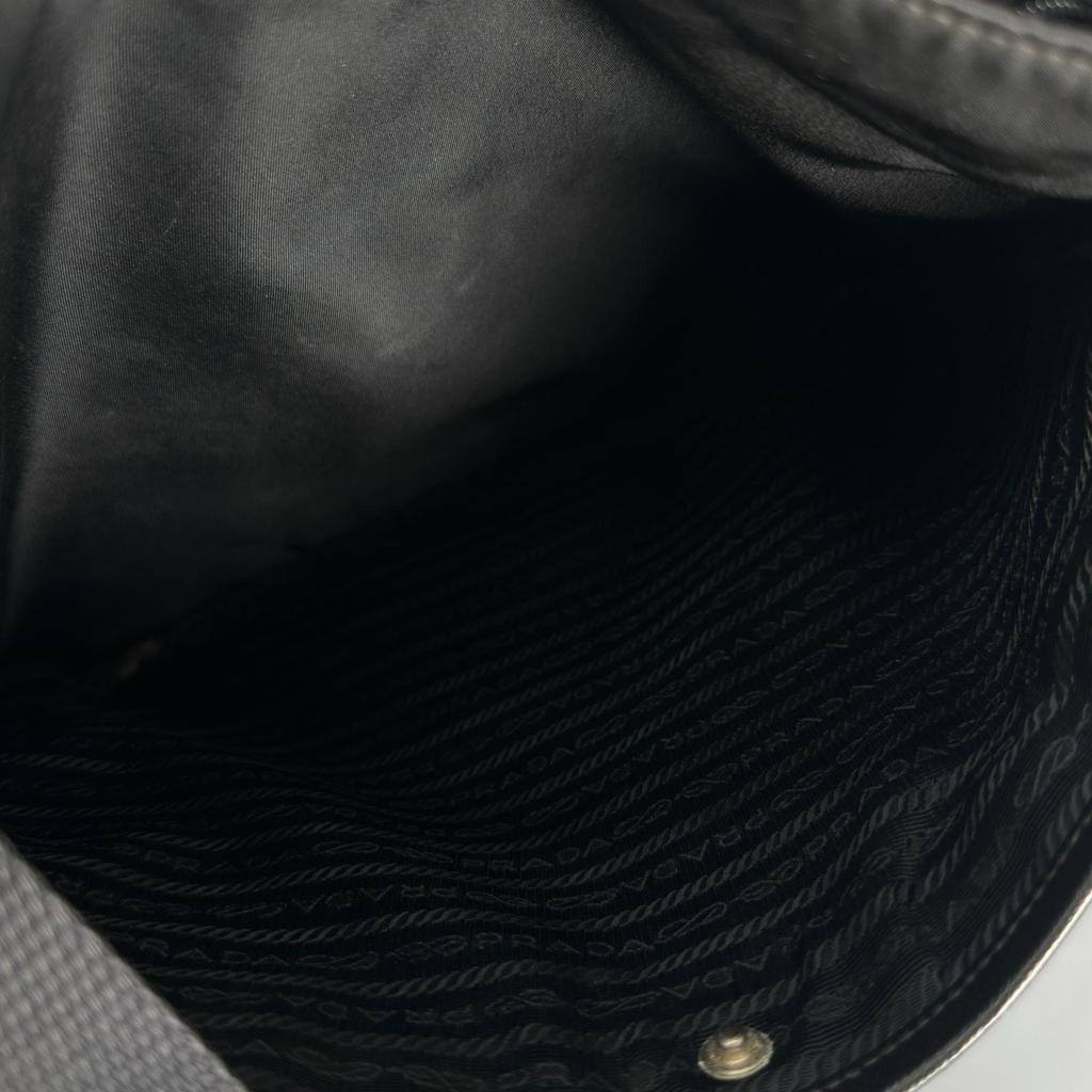 PRADA Triangular logo Shoulder Bag black unisex used