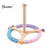 Bird Cage Entertainment Spinning Perch Toy, Rotating Parrot Wooden with Colorful Birdcage Accessories for Small Parrots Rope, Accessory Conures