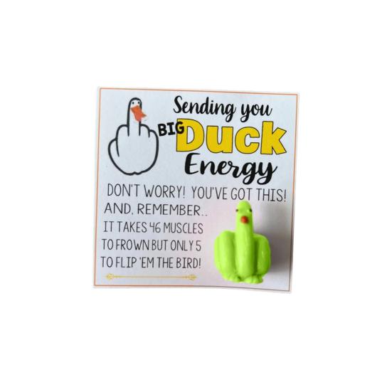 Middle Finger Duck Figurine with Card Colorful Gesture Duck Resin Statue Sculpture Home Office Bookshelf