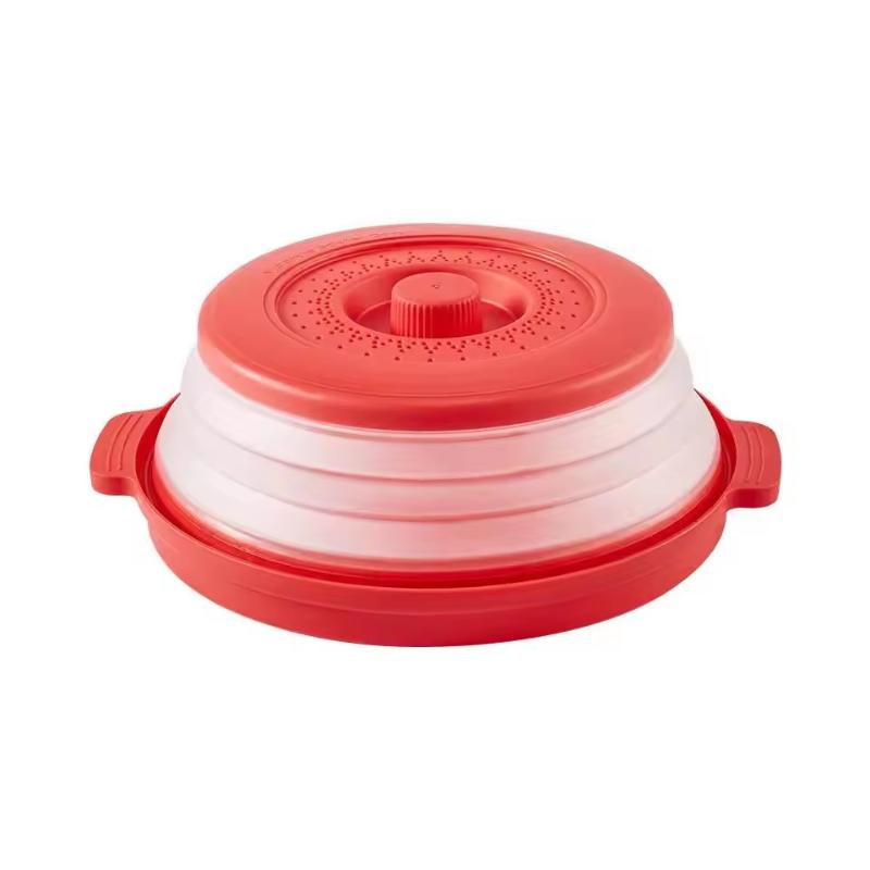 Microwave Food Splatter Cover Foldable Multifunction Splash Collapsible Guard Kitchen Gadget Colander For Meal Steaming Tray