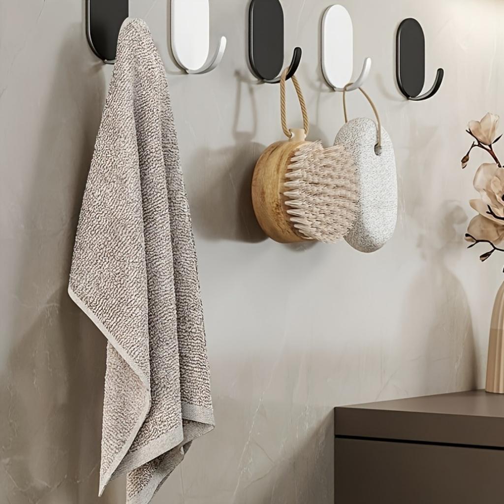 10-Piece Stainless Steel Wall Hooks for Hanging 33 Lbs (max) Heavy Duty Self-Adhesive Hooks Adhesive Hooks for Keys Bathroom Shower Outdoor.