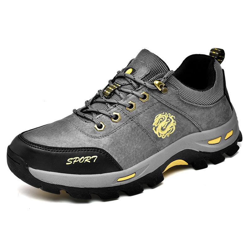 Spring and Autumn Hiking Shoes Men's Breathable Outdoor Genuine Leather Light Sports Shoes Non-Slip Wear-Resistant Waterproof Hiking Boots