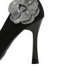 Fashion New High Heels Women Shoes Thin Heel Rhinestone Side Flower Pumps Lady Black Pointed Toe Stiletto Xishi Velvet Sexy Party Shoes